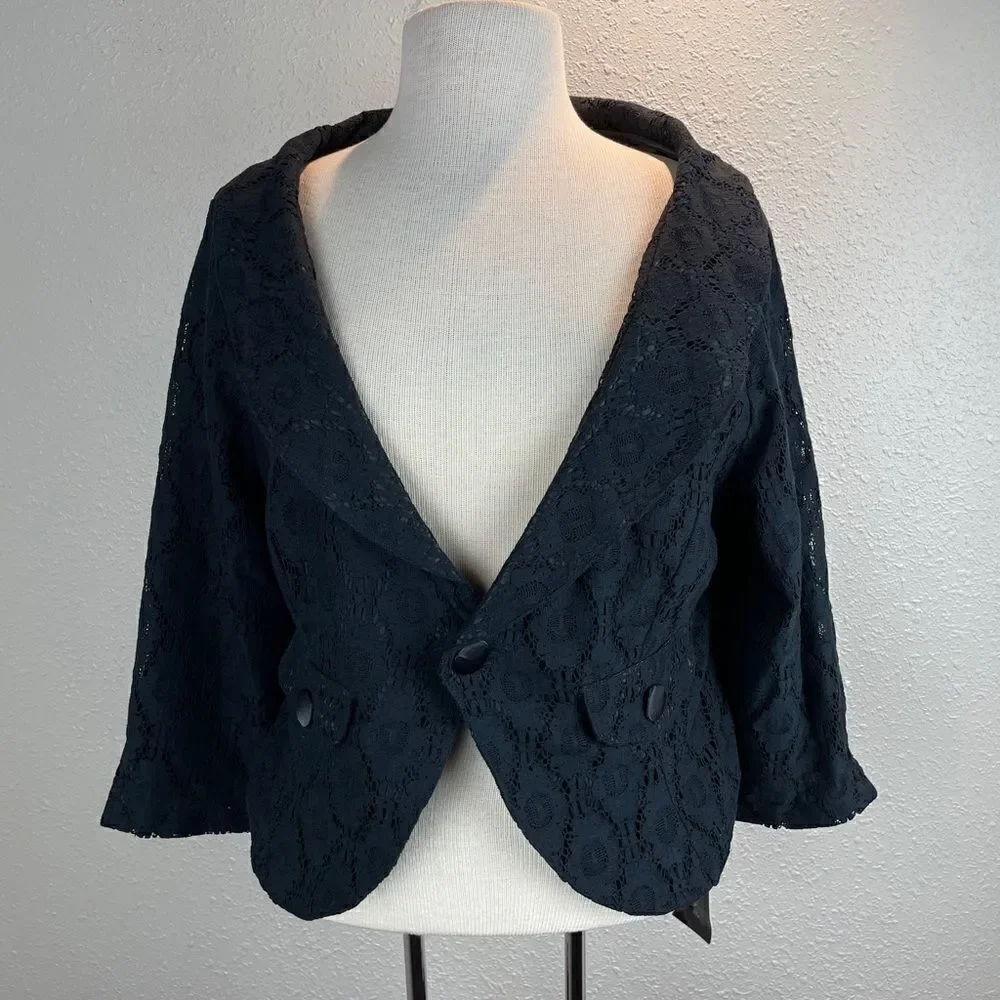 NWT Luciano Dante Black Cropped Dress Jacket L